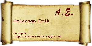 Ackerman Erik névjegykártya